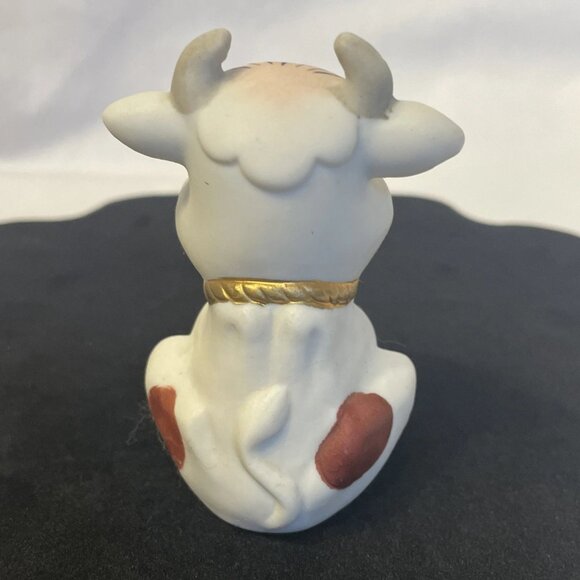 Vintage Porcelain Cow with Gold Bell 3 in Hand-painted Anthropomorphic Taiwan - Picture 3 of 9